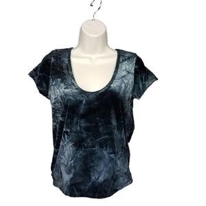 American Eagle Outfitters Small Gray Velvet Short Sleeve Blouse Top Size Small